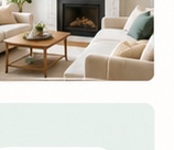 Clean living room with fireplace